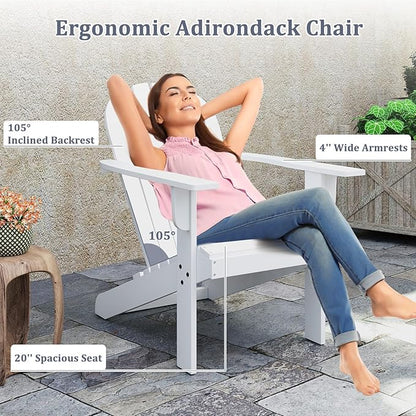 Giantex Acacia Wood Adirondack Chair Set of 2, Outdoor Fire Pit Chair with 105° Inclined Seat, High Backrest, 4" Wide Armrests, Patio Lounge Chair for Outside, Lawn, Backyard, Garden, Deck, Porch