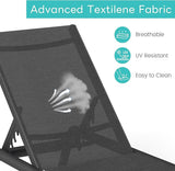 Outdoor Chaise Lounge Chairs Set of 2, No Assembly Required, 5-Position Adjustable Backrest - Photo 4