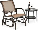 Giantex Swing Glider Chair W/Study Metal Frame Comfortable Patio Chair Love-Seat for Garden, Porch, Backyard, Poolside - Photo 9