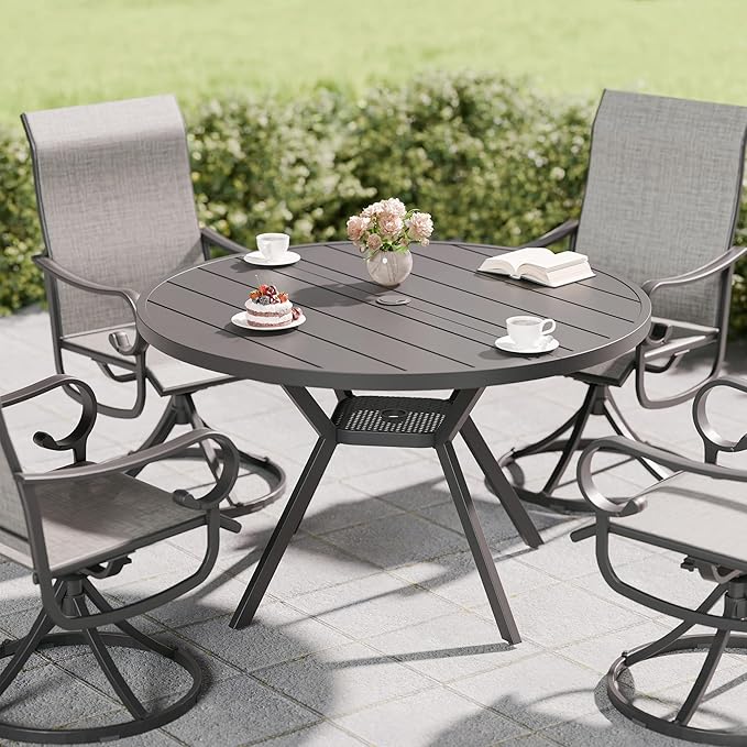 Betterhood 42” Outdoor Patio Table, Metal Patio Dining Table for All Weather, Round Outdoor Coffee Table - Photo 5