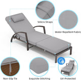 Garvee Chaise Lounge Outdoor Set of 2, PE Rattan Wicker Pool Lounge Chairs with 5-Level Adjustable Backrest - Photo 5