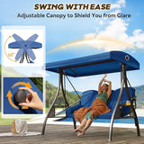 3 in 1 Outdoor Porch Swing with Adjustable Canopy, 3 Seat Outdoor Swing for Adults - Photo 4