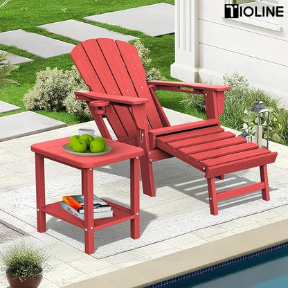 Patio Side Table, Outdoor HDPE Adirondack End Table for Patio,Outdoor Side Table for Backyard, Garden, Pool, Lawn,Red