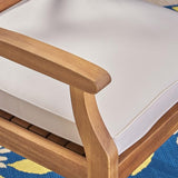 Christopher Knight Home Peter | Outdoor Acacia Wood Dining Chair Set of 2, Teak/Cream Cushion - Photo 6