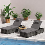 Outdoor Chaise Lounge Chair Set of 2 Wicker Pool Lounge Chairs Tanning Lounges for Outside Lawn Sunbathing Chairs with - Photo 3