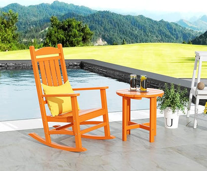 WestinTrends Malibu Malibu Outdoor Patio Porch Rocking Chair with Side Table Set, Orange