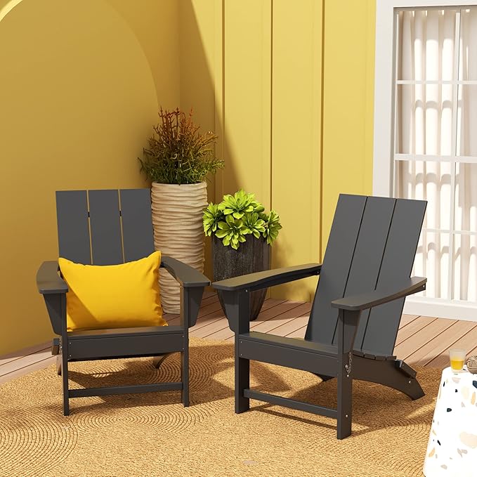 WestinTrends Ashore Modern Outdoor Folding Adirondack Chair (Set of 2), Gray