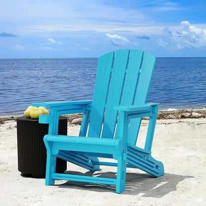 Adirondack Chair, Plastic Outdoor Patio Adirondack with Cup Holder, 400 LBS Capacity Recliner Chair Garden for Backyard Lawn Beach Sky Blue