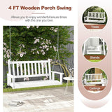 Tangkula 2 Person Wooden Porch Swing, Hanging Patio Swing with 2 Adjustable Galvanized Metal Chains, Slatted Back & Seat - Photo 5