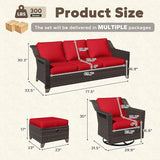6 Pieces Patio Conversation Furniture Set - 2 Sofas, 2 Swivel Chairs, 2 Ottomans - Photo 2
