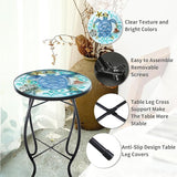 VCUTEKA Patio Side Table Outdoor Accent Table Small Mosaic Table Coffee Table End Table Porch Table Indoor Outdoor - Photo 5