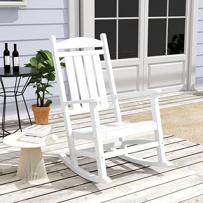 WestinTrends Malibu 3-Piece Set Outdoor/Patio Rocking Chairs (2 Seater), White
