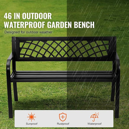 Outdoor Bench 46 in Metal Garden Bench 480 lbs Park Patio Yard Porch Bench
