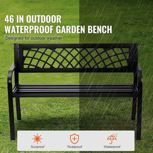 Outdoor Bench 46 in Metal Garden Bench 480 lbs Park Patio Yard Porch Bench