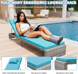 Chaise Lounge Set 3 Pieces, Outdoor Modern Patio Furniture Lounge Chairs Set of 2 with Adjustable Backrest & Side Table - Photo 5