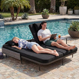 NICESOUL Double Chaise Lounge Outdoor, 51.2" Wide 2-Person Daybed with Independent Recline - Photo 1