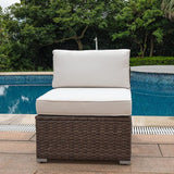 COSIEST Outdoor Furniture Add-on Armless Chair for Expanding Wicker Sectional Sofa Set w Off White Thick Cushions for - Photo 4