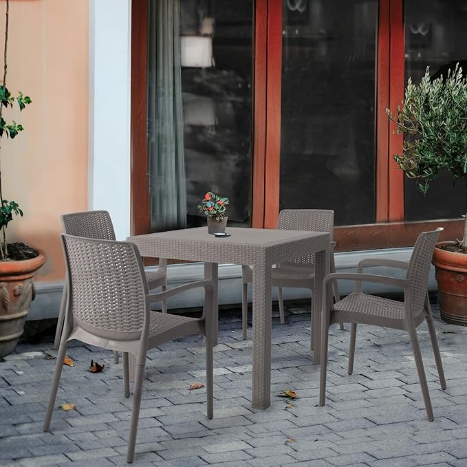 DIMAR GARDEN 5 Piece Patio Dinning Chairs Set, 31.5" Square Table with Umbrella Hole - Photo 6