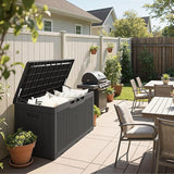 Greesum 100 Gallon Resin Deck Box Large Outdoor Storage Boxes with Cushions for Garden Tools, Patio Furniture Pillows - Photo 2