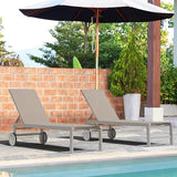 Shintenchi 2 PCS Outdoor Chaise Lounges Chair with Wheels Aluminum Reclining Patio Lounge Chairs with 5 Adjustable - Photo 7