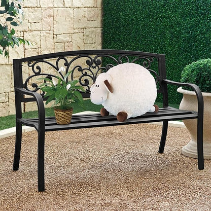 Rust-Proof Cast Iron Park Bench, Black, 50" x 21" x 35"