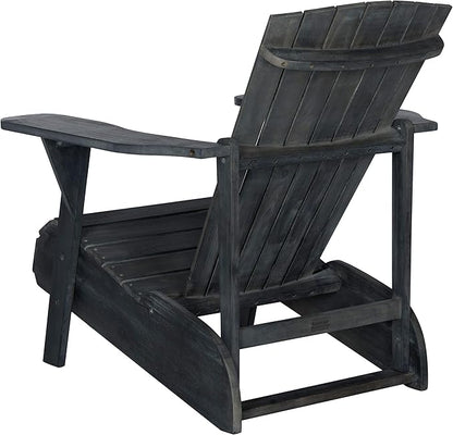 SAFAVIEH PAT6727K Outdoor Collection Vista Wine Glass Holder Adirondack Side Chair, Dark Slate Grey