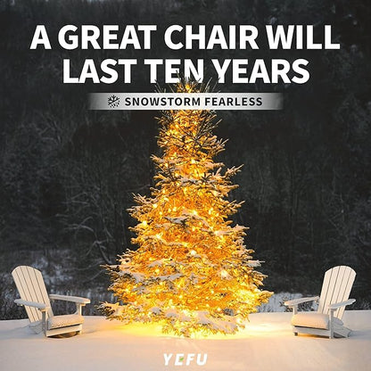 YEFU 3-Piece Adirondack Chair and Table Set: Outdoor Lounge Furniture Set - Outdoor Chair Plastic Weather Resistant with Wide Armrests for Patio Lawn Pool Porch Garden(White