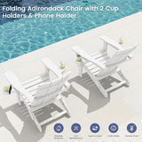SERWALL Modern Folding Adirondack Chair with Cup Holders, All Weather Resistant Outdoor Adirondack Chair - Photo 6