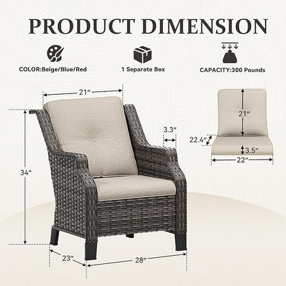 Patio Wicker Chairs Set of 2, Outdoor PE Conversation Bistro Chair Set with Cushions for Garden, Backyard, Balcony and Deck