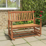 Tangkula 2 Person Outdoor Glider Bench, Poplar Wood Patio Swing Glider Loveseat with Armrests, Slatted Seat & Backrest - Photo 5