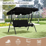 RELAX4LIFE 3-Person Porch Swing Chair - Outdoor Swing w/Adjustable Canopy, Removable Cushion & Metal Frame Stand - Photo 9