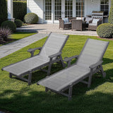 Outdoor Chaise Lounge Chair Set of 2, 5-Position Adjustable Pool Lounge Chair with Wheels & Cup Holder - Photo 2