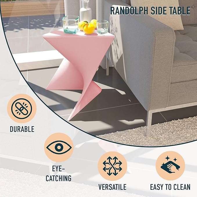 LeisureMod Modern Pink Accent Side Table - Stylish Side Vanity Table for Bedroom & Living Room - Photo 4