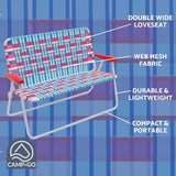 Camp & GO 16.5" High Seat Outdoor Double Wide Loveseat Web Folding Chair, Blue/Red - Photo 3