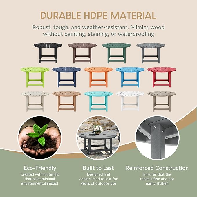 WestinTrends Dylan 5-Piece Outdoor Patio HDPE Adirondack Chair with Round Coffee Table Conversation Set, Gray