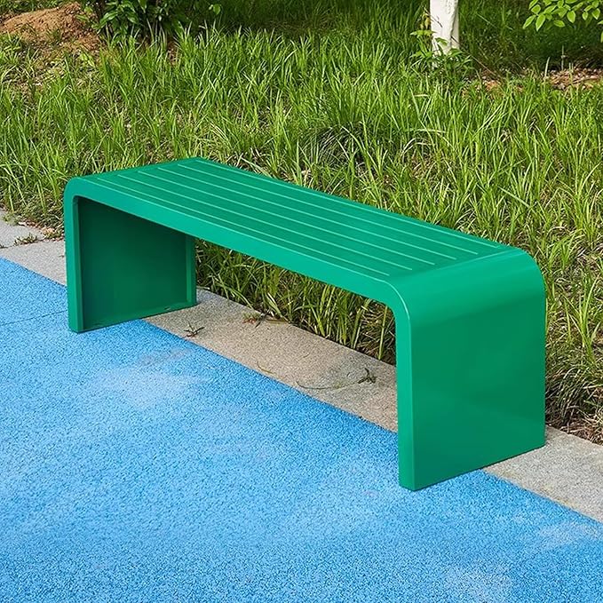Outdoor Bench Weatherproof, Stainless Steel Metal Garden Bench, Anti-Rust Patio Park Bench for Front Porch, Yard, Lawn, Deck(Green,120cm/47in)