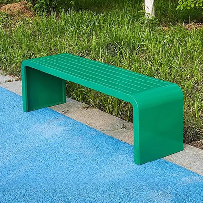 Outdoor Bench Weatherproof, Stainless Steel Metal Garden Bench, Anti-Rust Patio Park Bench for Front Porch, Yard, Lawn, Deck(Green,120cm/47in)