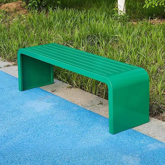 Outdoor Bench Weatherproof, Stainless Steel Metal Garden Bench, Anti-Rust Patio Park Bench for Front Porch, Yard, Lawn, Deck(Green,150cm/59in)
