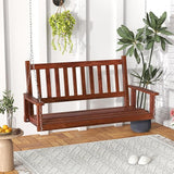 Tangkula 2 Person Wooden Porch Swing, Hanging Patio Swing with 2 Adjustable Galvanized Metal Chains, Slatted Back & Seat - Photo 9
