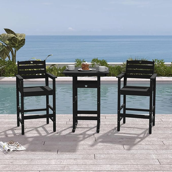 Patio Bar Table, Adirondack Chairs and Table 3 Pieces Set, Bar Height Chairs Set of 2 and Bar Table - Photo 1