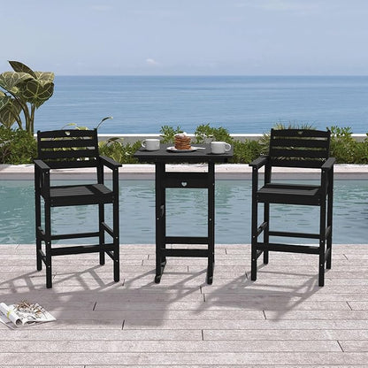 Patio Bar Table,Adirondack Table1 Pieces Set, Bar Height outdoor bar table Set of 1, Outdoor Bar Stools Set,Weather-Resistant Outdoor Furniture for Deck, Balcony, Poolside Easy Assembly, Black