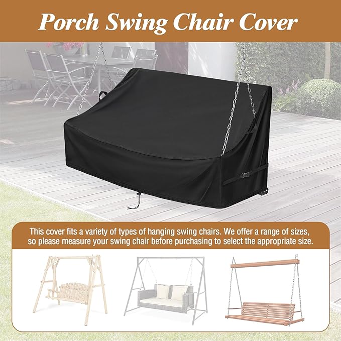 Kasla Porch Swing Seat Cover, Waterproof Swing Covers for Outdoor Patio Swings & Garden Hammock Glider & Hanging Swing - Photo 4