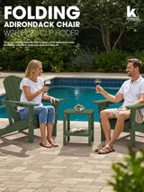 KINGYES Folding Adirondack Chair with Dual Cup Holders - HDPE All-Weather Outdoor Chairs - Photo 2