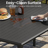 Aluminum Patio Dining Table with Umbrella Hole, 57" Square All-Weather Outdoor Table for 8 Slatted Design for Lawn - Photo 5