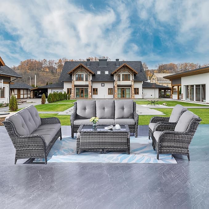 Rilyson Wicker Patio Furniture Sofa Set - 7 Piece Rattan Outdoor Patio Sectional Conversation Sets with 2 Sofa - Photo 7