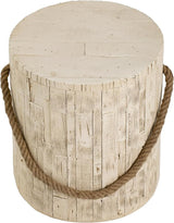 Faux Stump Side Table Outdoor Concrete End Table with Braided Cord Small Round Coffee Tables for Indoor Outdoor - Photo 8