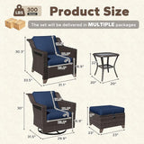 7 Pieces Patio Conversation Furniture Set - 2 Armchairs, 2 Ottomans, 2 Swivel Chairs, 1 Side Table - Photo 2