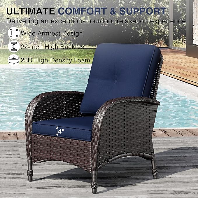 Joyside Wicker Patio Furniture Set, 7 Piece Outdoor Furniture Set with Thickened Cushions, High Back, Deep Seating - Photo 4