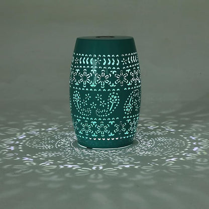 Christopher Knight Home Patio Side Table with Solar Powered Light, Outdoor Metal Coffee Table, Lace Cut Iron End Table, Patio Garden Stool with Cutout Design for Patio or Balcony,Teal