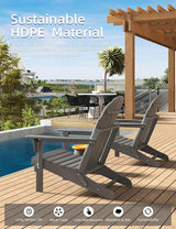 Folding Adirondack Chair - Durable HDPE Poly Lumber All-Weather Resistant - Photo 4